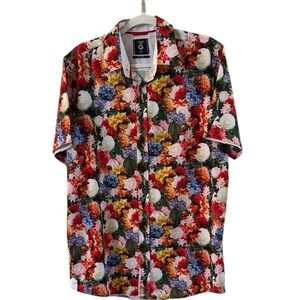 Fried Denim Men's Slim Fit Premium Collection Floral Button Up Shirt size Large